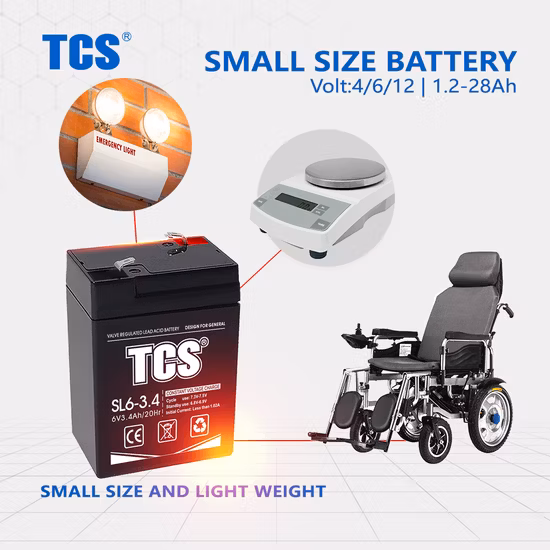 Tcs Supplier Custom SL6-9 6V 9ah Rechargeable VRLA AGM Separator Golf Cart Seal Lead Acid Battery for Emergency Lighting Systems